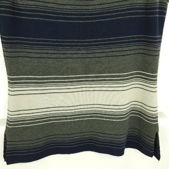 VTG 90s/2000s 100% Wool Knit Boat Neck Top PM Green/Cream/Black Stripe - Picture 10 of 16